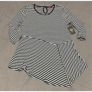 Vince Camuto Striped Pacific Breeze Asymmetrical Top Large New
